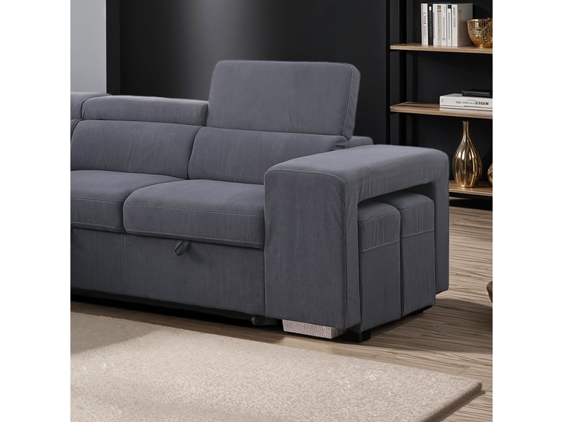  Canapé d'angle à gauche 268x163x82 cm en velours anthracite - sven  - Conforama D
