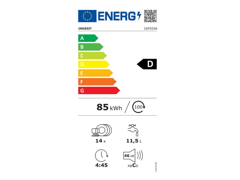  Indesit - lave-vaisselle 60cm 14 couverts 46db tout intégrable  i3ifd536 - I3IFD536 - Conforama B