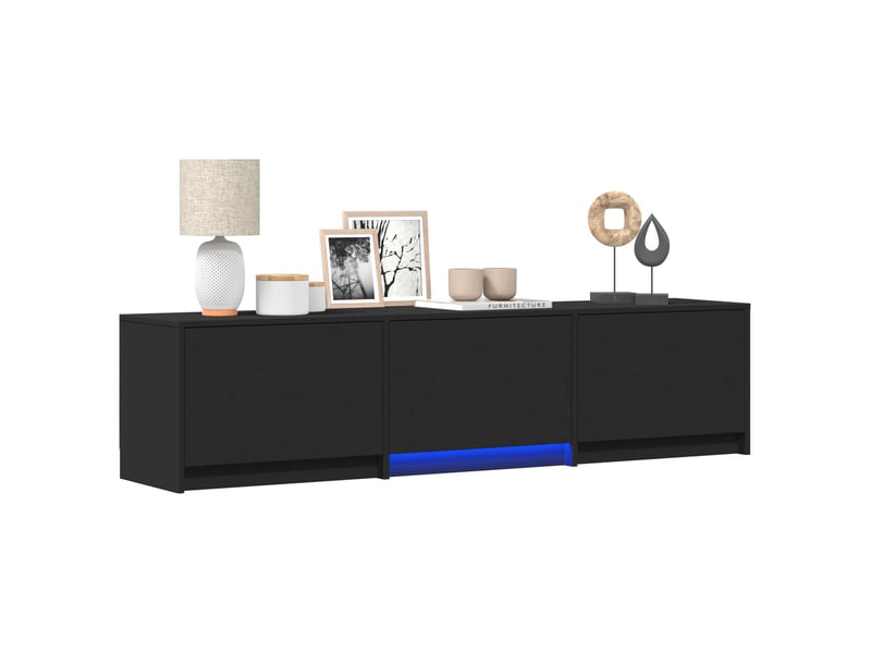  Meuble tv - banc tv - meuble de rangement avec led 165 x 34 x 40 cm noir bois d’ingénierie  - Conforama C
