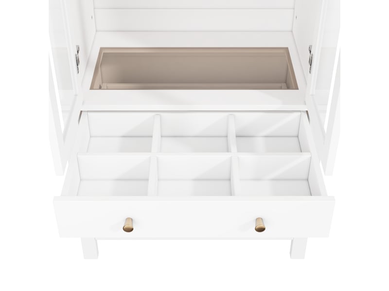  Armoire blanche avec led et portes en verre 80x50x200 cm rangement bijoux  - Conforama W