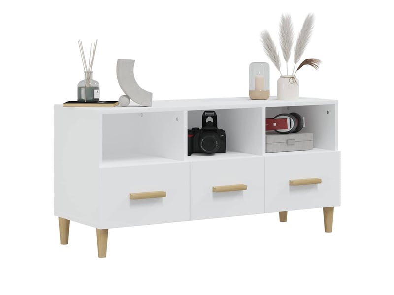  Meuble tv - banc tv - meuble de rangement blanc brillant 102x36x50 cm bois d'ingénierie  - Conforama D