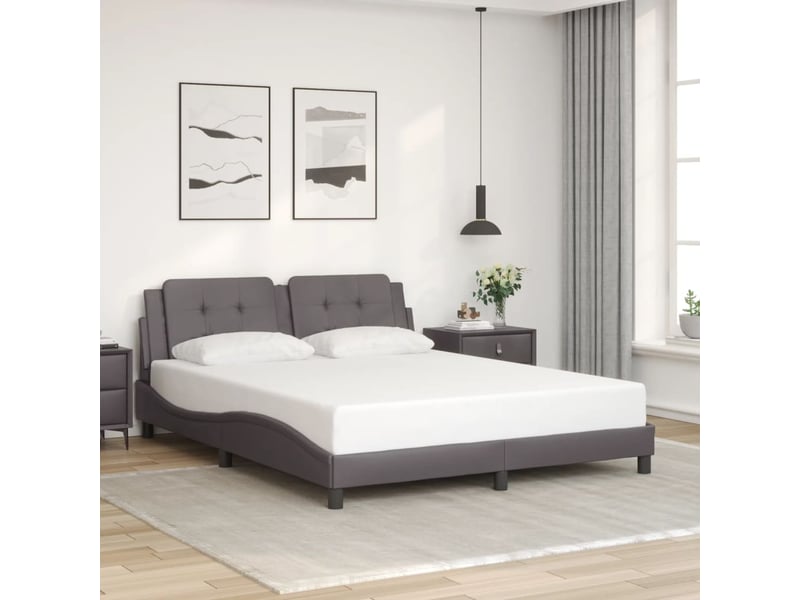  Lit double- lit adulte -  cadre de lit avec led sans matelas zadar gris 160x200 cm  - Conforama C
