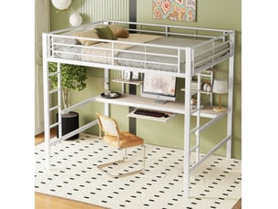 Lit mezzanine 140x200 cm <strong>HAVRYA</strong>  <strong></strong> coloris blanc