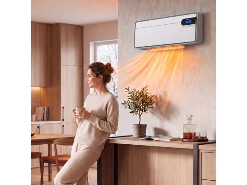 Chauffage mural céramique connecté 2000 w blanc, wi-fi, thermostat, oscillation et contrôle par application - Conforama D