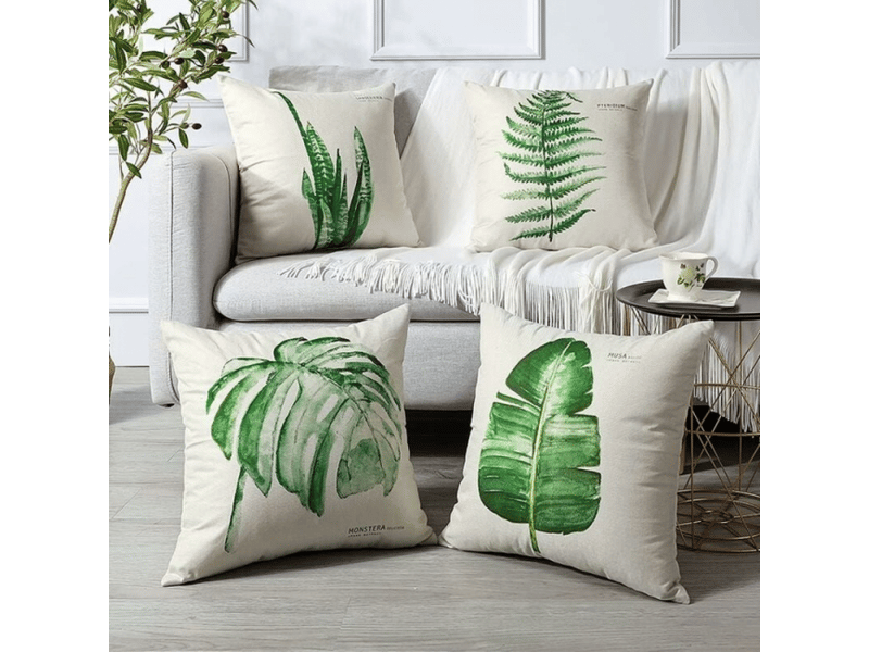  Lot de 4 housse de coussin - extérieur housse de coussin, lot de 4 imperméable feuille verte motif canapé taie d'oreiller pour patio jardin salon chambre décoration, 45 x 45 cm - a  - Conforama D