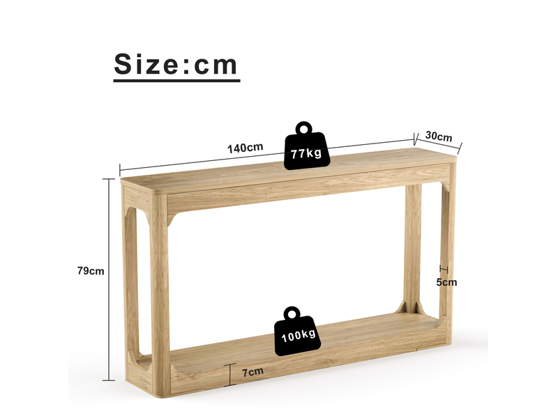  Console 140x30x79 cm en mdf avec rangement naturel chicfurn  - Conforama D