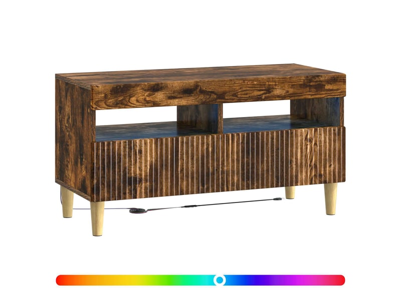 Meuble tv - banc tv - meuble de rangement led chêne fumé bois d'ingénierie - Conforama C