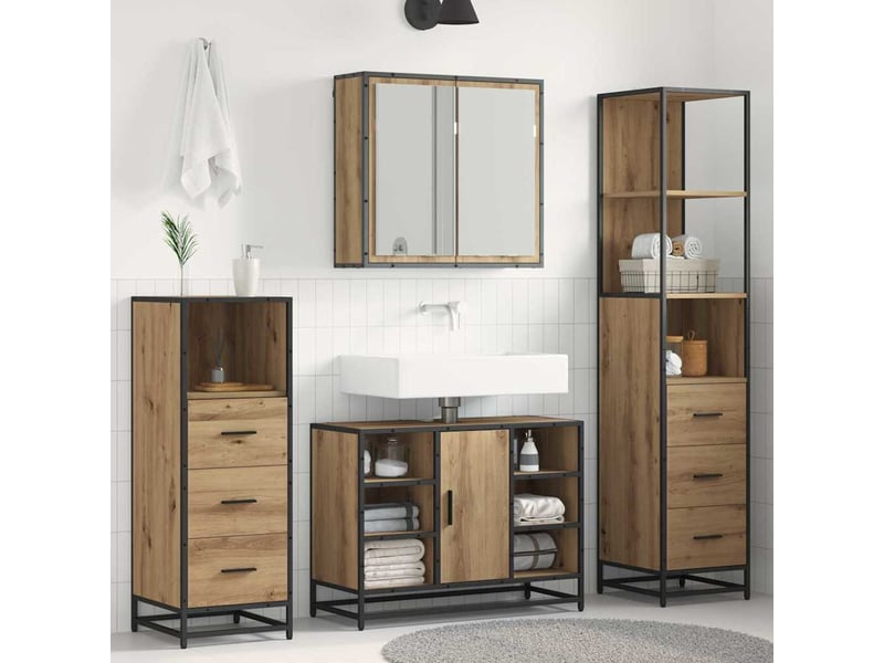  Ensemble de mobilier de salle de bain 3 pc chêne artisanal cf64299  - Conforama B