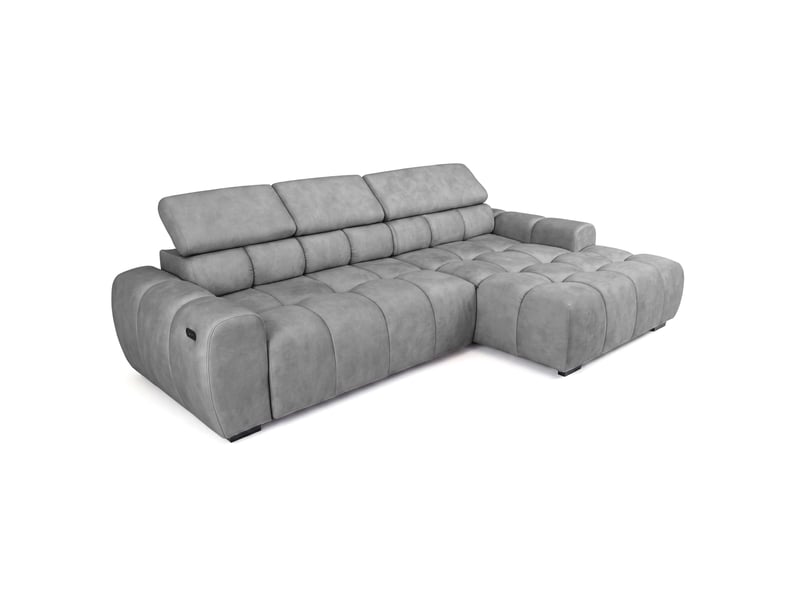  Canapé d'angle aldo avec fonction couchage, droit, tissu salvador wr, gris (14)  - Conforama C