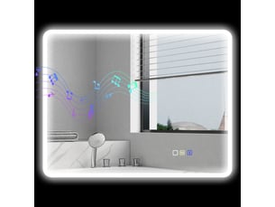 Miroir salle de bain led bluetooth 70 x 90 cm interrupteur tactile lumière réglable 3 couleurs anti-buée mémoire argent