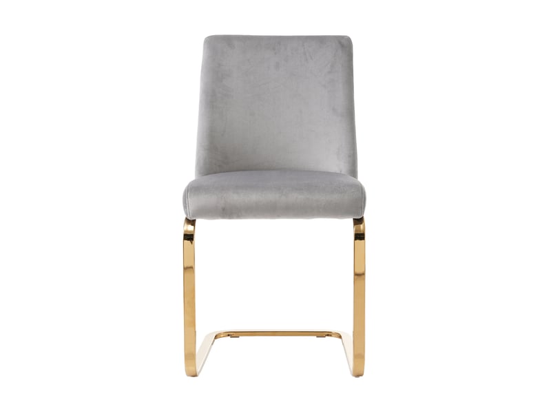  Lot de 6 chaises salle à manger 52x45x88 cm, dossier losange, revêtement velours gris clair, cadre métallique doré, style moderne  - Conforama A