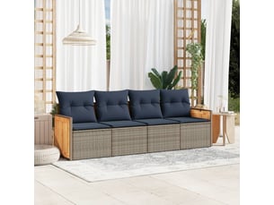 Vidaxl ensemble de canapé de jardin 4 pcs avec coussins gris résine tressée