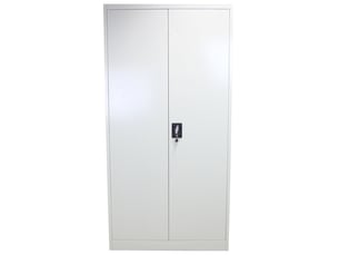 Armoire de classement rangement bureau en acier gris clair métallique avec 2 portes et 4 étagères réglables 180 cm x 90 cm x 40 cm [classeur de