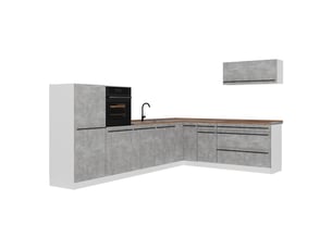Vicco cuisine en angle, bétonblanc, 327 x cm sans plan de travail