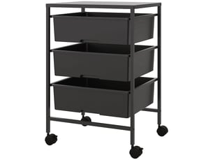 Table d'appoint à roulettes, 3 paniers de transport et de rangement, desserte de cuisine, 40,8 cm (l) x 33,5 cm (l) x 60,5 cm (h), noire