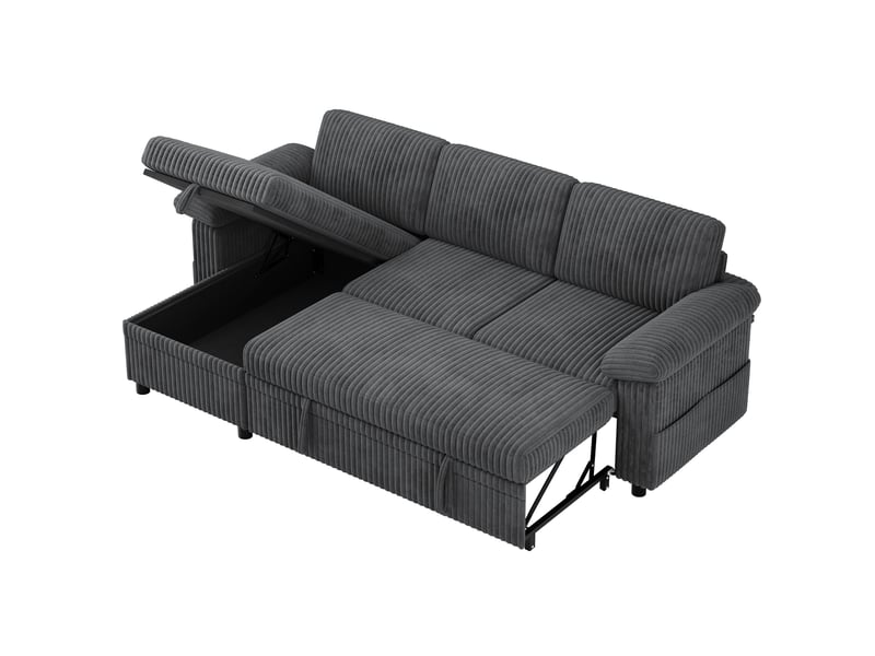  Canapé d'angle convertible 214x138,5x89 cm coloris gris  - Conforama A