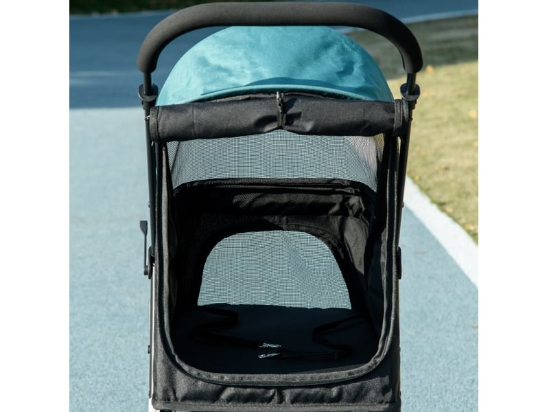  Poussette pliable pour enfant 80,5 x 51,5 x 100 cm – noir et bleu – housse pluie, freins et rangement  - Conforama D