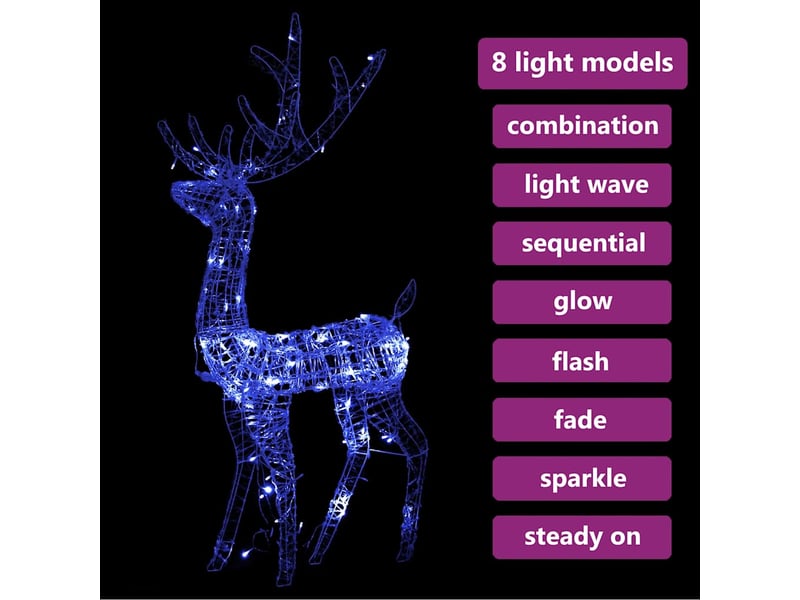  Renne de décoration, éclairage de noël acrylique 140 led bleues 120 cm cf62048  - Conforama E