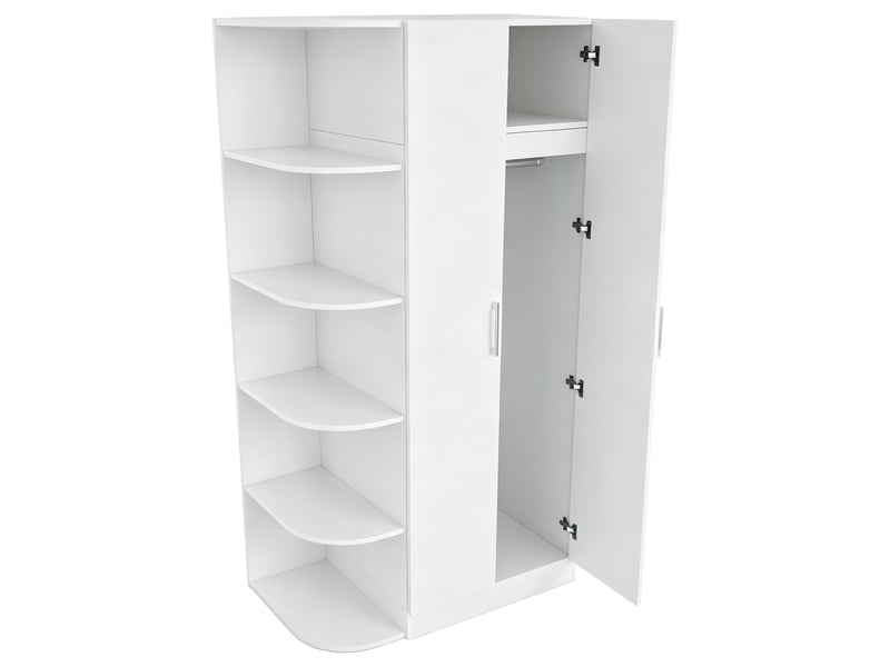  Armoire chambre penderie 2 portes 90x55x170 cm - grand rangement avec étagères et tiroirs - blanc  - Conforama W