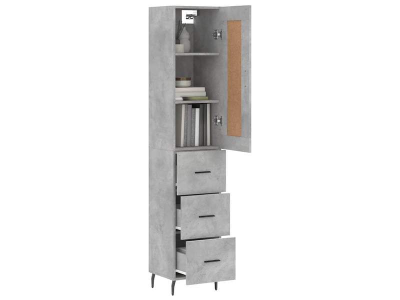  Buffet haut - bahut - meuble de rangement gris béton 34,5x34x180 cm bois d'ingénierie  - Conforama C