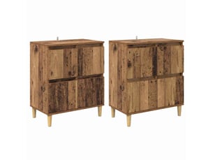 Buffet - bahut - meuble de rangements 2 pc bois ancien 60 x 35 x 70 cm bois d'ingénierie