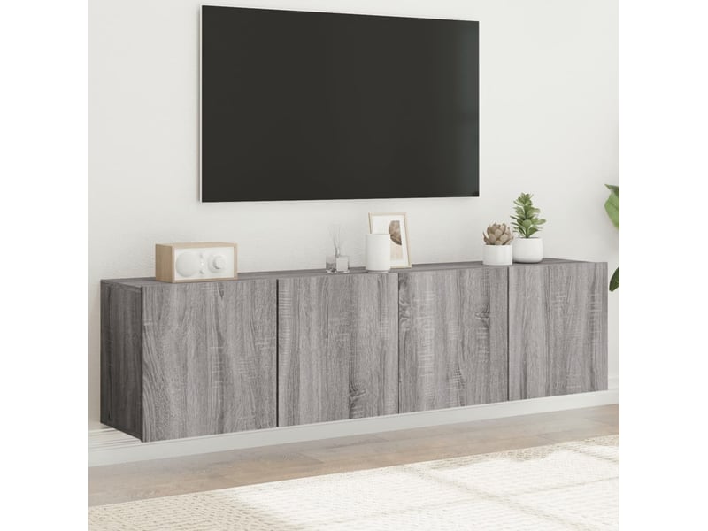  Lot de 2 meuble tv mural, meuble tv suspendu sonoma gris 80x30x41 cm  - Conforama B