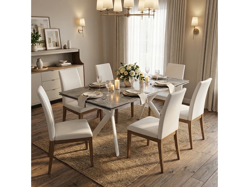 Table extensible en céramique effet marbre 80x140-200 cm juian 1 - Conforama B