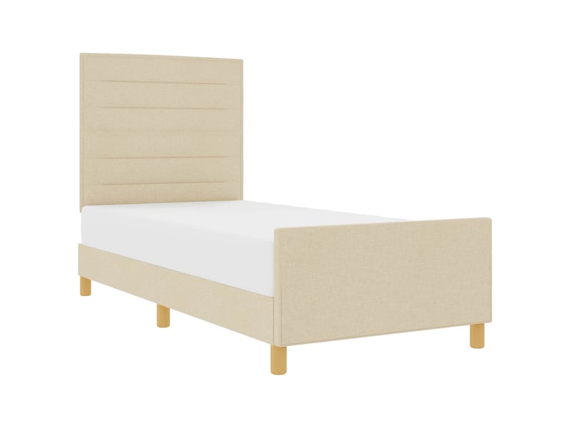  Lit adulte, lit simple, cadre de lit avec tête de lit crème 90x200cm tissu cf2604  - Conforama A