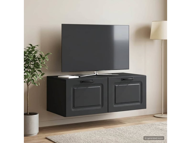  Meuble tv - banc tv - meuble de rangement mural noir 78,5 x 41 x 30 cm bois d'ingénierie  - Conforama D
