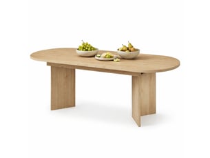 Table à manger extensible 160200 x 90 cm en mdf, chêne clair, 6 à 8 personnes