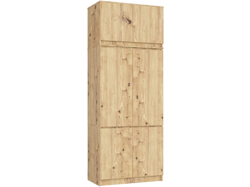  Armoire avec surmeuble s90 chêne artisan 90 cm 6 portes façade chêne artisan 6 étagères 90x51x235 cm  - Conforama A
