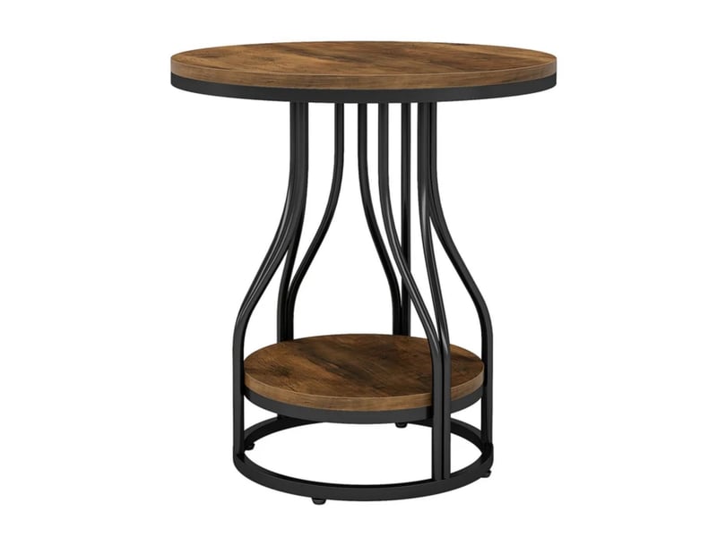  Table d'appoint ronde 50x50x59 cm en métal et panneau de particules avec étagère noir et marron chicfurn  - Conforama C