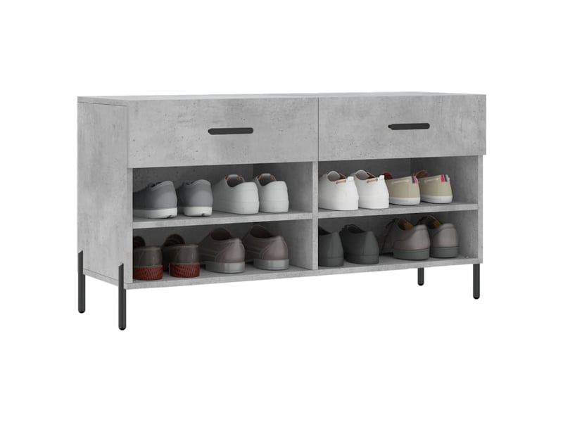  Banc à chaussures, meuble à chaussures gris béton 102x35x55 cm bois d'ingénierie shl3199  - Conforama C