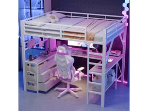 Lit mezzanine 140x200 cm <strong></strong>  <strong>evarich</strong> coloris blanc