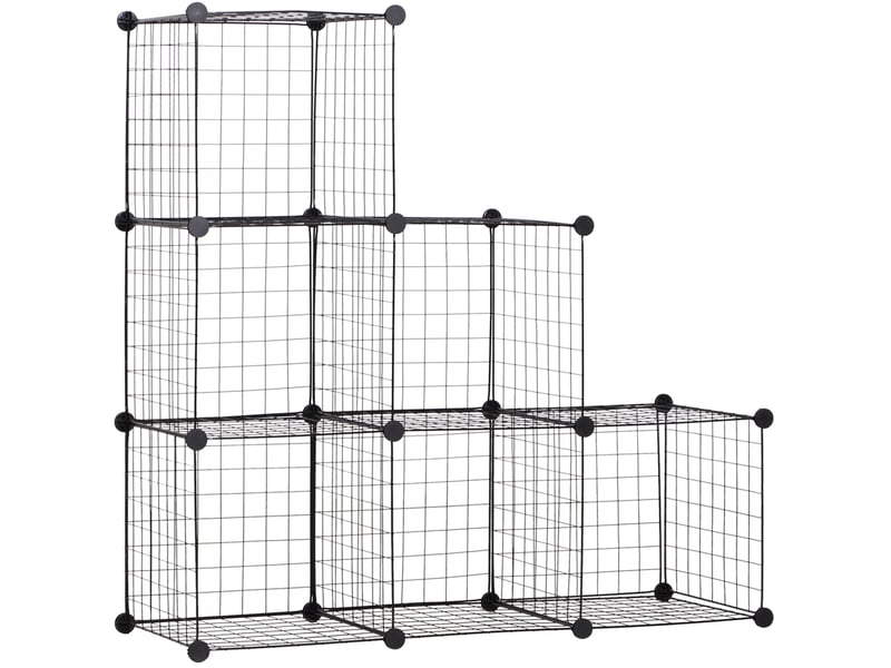 Étagère modulable en métal 109 x 37 x 109 cm – noir – 6 cubes de rangement ouverts pour salon ou bureau - Conforama A