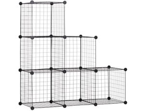 Étagère modulable en métal 109 x 37 x 109 cm – noir – 6 cubes de rangement ouverts pour salon ou bureau