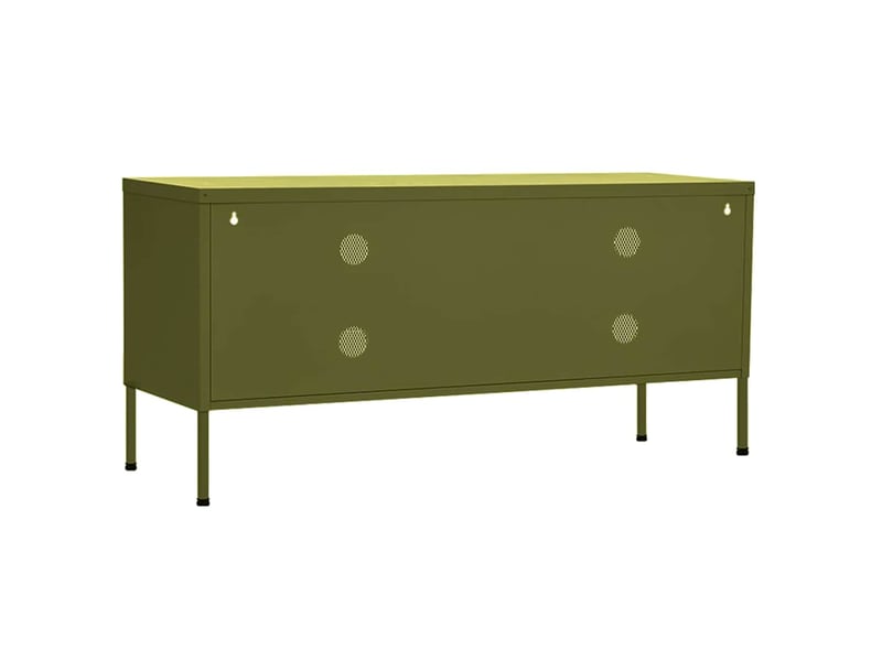  Meuble tv - banc tv - meuble de rangement vert olive 105x35x50 cm acier  - Conforama E