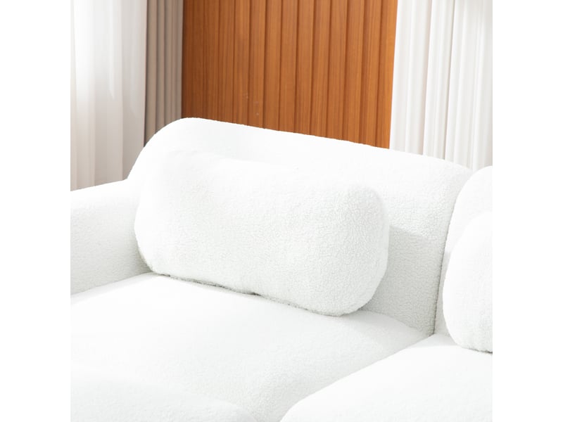 Canapé droit modulable 2 places en chenille ivoire – 189 x 91 x 71 cm Fay Lum - Conforama R