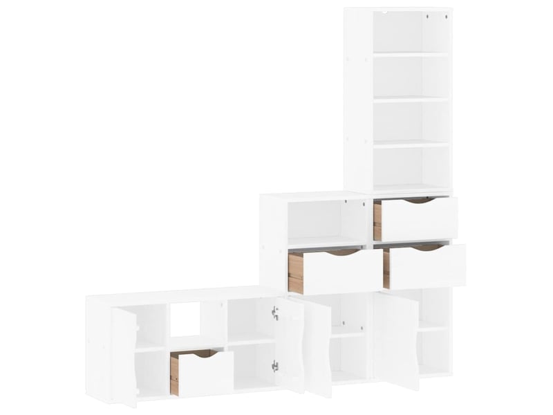  Meubles tv - banc tv - meuble de rangement 4 pcs avec rangement odda blanc bois de pin massif  - Conforama E