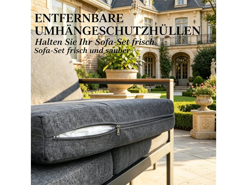  Ensemble canapé d’angle extérieur contemporain, salon de jardin, terrasse  - Conforama E