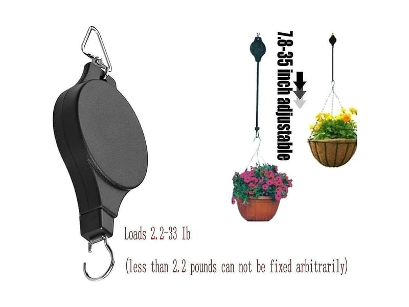  4 pièces noir rétractable plante poulie fleur panier crochet - télescopique réglable pour bassin suspendu chlorophytum pot de fleur cage  - Conforama B