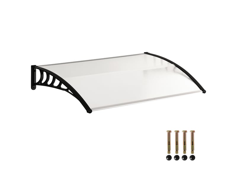  Auvent extérieur incurvé avec vis et boulons inclus, en polycarbonate, pp et aluminium, 122 x 89 x 24 cm  - Conforama A