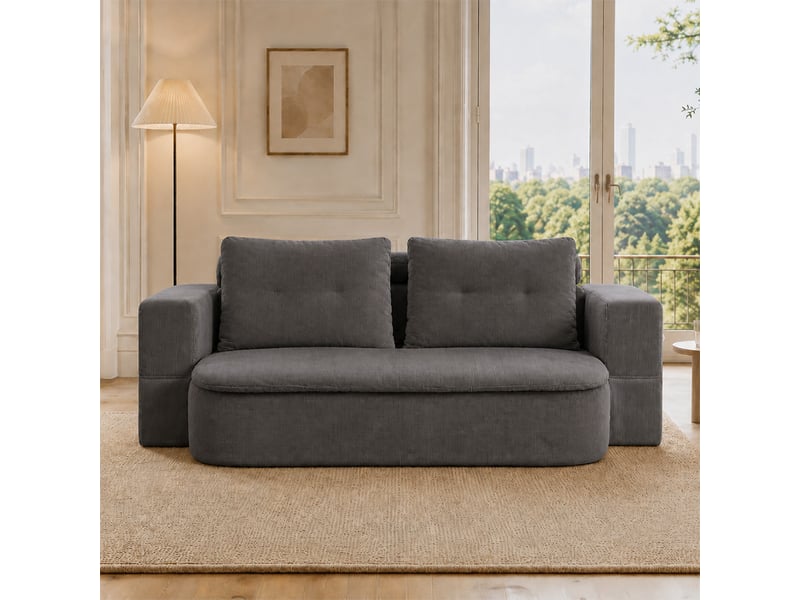  Canapé compressé convertible 2-3 places + couette en velours côtelé gris foncé watford  - Conforama E