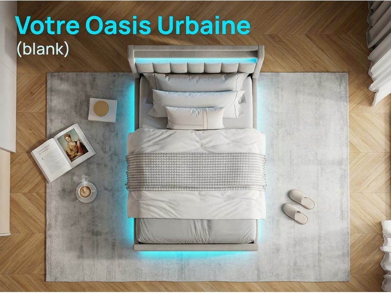  Lit coffre 90x200 cm - tiroirs de rangement - led rgb intégrée - usb type-c - tête de lit avec rangement - velours  - Conforama D