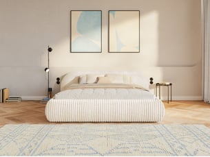 Lit avec rangement 200x200 cm <strong>SELSEY</strong>  <strong>Shels Low</strong> coloris bleu