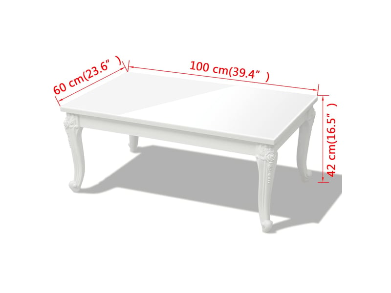  Table basse - table de salon - table à thé 100x60x42 cm blanc brillant  - Conforama E