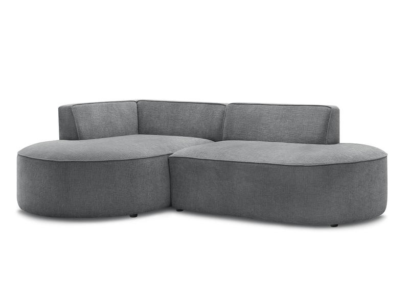  Bobochic canapé d'angle fixe rousseau tissu texturé gris foncé  angle gauche ROUSSEAU - Conforama A