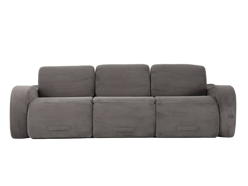  Canapé modulable convertible 3 places 247x115x76 cm compressé, mousse douce, velours côtelé couleur gris  - Conforama E