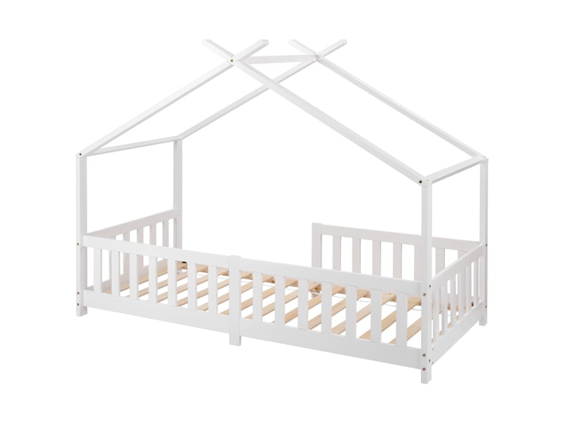  Lit maison en bois massif blanc 90x200 cm  - Conforama A