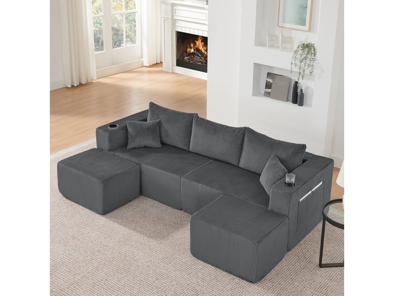 Canapé d'angle modulable 3 places 230x138x75 cm gris - Conforama B